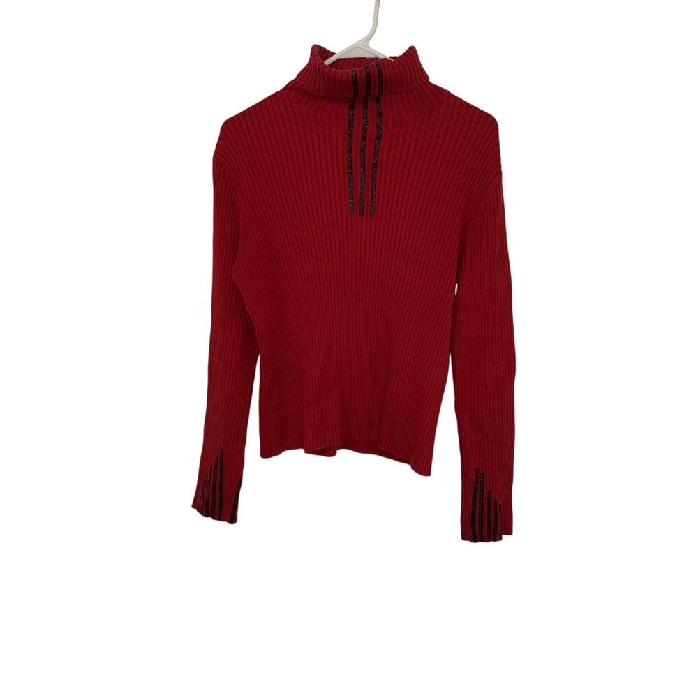 DLG red ribbed turtleneck sweater Medium